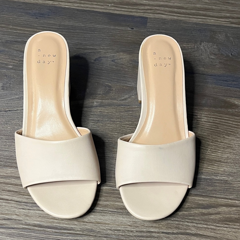 A New Day Nude Block Heel Slide Mules - Picture 2 of 6